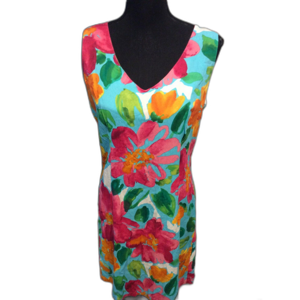 Jams World W304 Allure Blue XL Dress Rayon Made Hawaii USA Vintage Floral